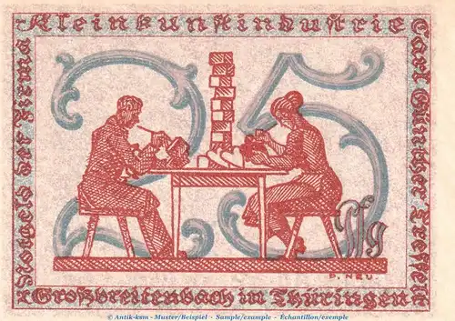 Notgeld Großbreitenbach Tesselt 477.3.a , 25 Pfennig Schein Kn schwarz in kfr. o.D. Thüringen Seriennotgeld