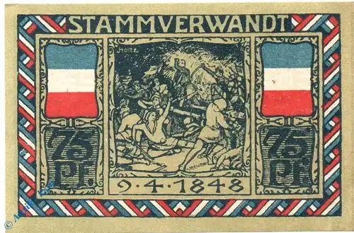 Notgeld Altona , 75 Pfennig Schein Nr 1 schwarz , Mehl Grabowski 29.1 b , von 1922 , Hamburg Seriennotgeld