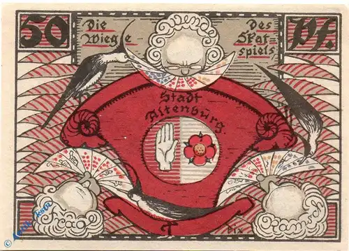 Notgeld Altenburg , 50 Pfennig Schein Nr 7 , Mehl Grabowski 21.2 , von 1921 , Thüringen Seriennotgeld