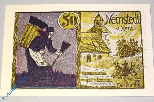 Notgeld Gemeinde Neinstedt 933.2 , 50 Pfennig Schein Nr 4 , von 1921 , Sachsen Anhalt Seriennotgeld