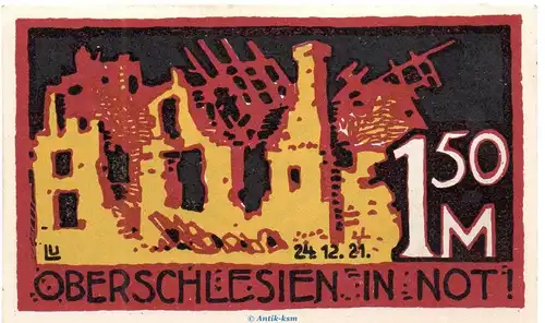 Notgeld Gemeinde Helmstedt 597.1 , 1,50 Mark Schein Rotes Kreuz in kfr. von 1921 , Niedersachsen Seriennotgeld