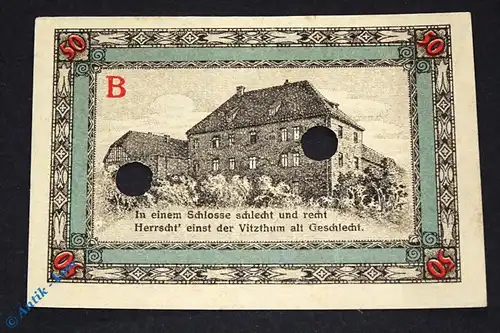 Notgeld Apolda , Musterschein , 50 Pfennig B rot , Mehl Grabowski 36.3 M , von 1921 , Thüringen Seriennotgeld