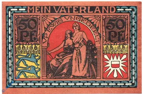 Notgeld Landesbürgerrat Altona 29.1.b , 50 Pfennig schwarz -L über b- in kfr. von 1922 , Hamburg Seriennotgeld