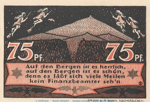 Notgeld Notgeldsammlerbund Aschersleben 49.2 , 75 Pfennig Schein in kfr. von 1921 , Sachsen Anhalt Seriennotgeld