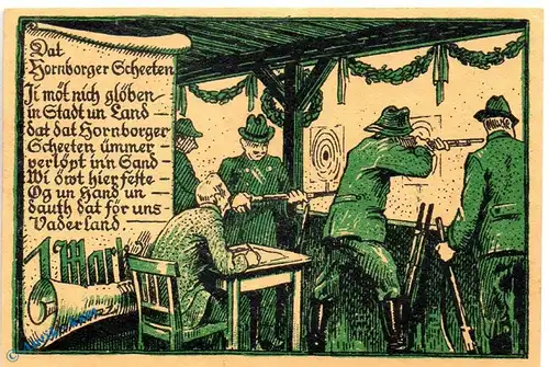 Notgeld Horneburg , Schützenverein , 1 Mark Schein in kfr. Mehl Grabowski 631.1 , von 1922 , Niedersachsen Seriennotgeld