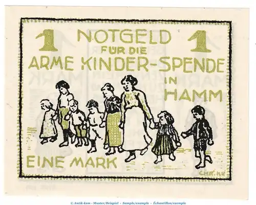 Notgeld Bürgerschützenverein Hamm 567.1.a , 1 Mark Schein in kfr. von 1921 , Westfalen Seriennotgeld