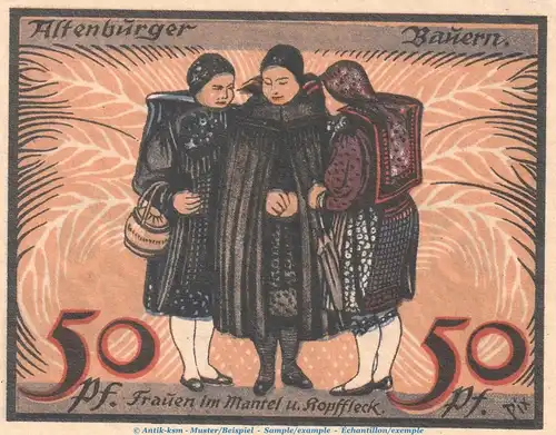 Notgeld Bauernserie Altenburg 21.4 , 50 Pfennig Schein Nr.6 in kfr von 1921 , Thüringen Seriennotgeld