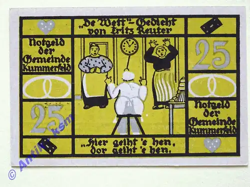 Notgeld Kummerfeld , Schleswig Holstein , Einzelschein über 50 Pfennig 2 Männer und 1 Frau , Mehl Grabowski 749.7 A , Seriennotgeld