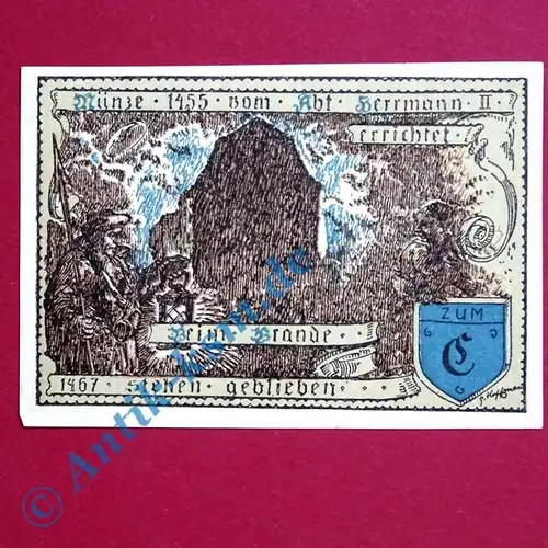 Notgeld Stadt Vacha 1356.1 , 75 Pfennig Schein -K- in kfr. von 1921 , Thüringen Seriennotgeld