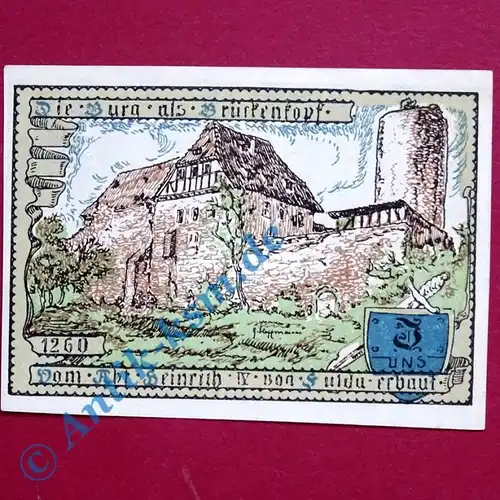 Notgeld Stadt Vacha 1356.1 , 75 Pfennig Schein -B- in kfr. von 1921 , Thüringen Seriennotgeld