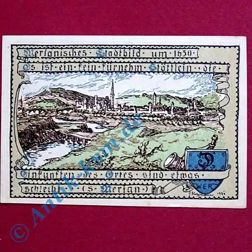 Notgeld Stadt Vacha 1356.1 , 75 Pfennig Schein -A- in kfr. von 1921 , Thüringen Seriennotgeld