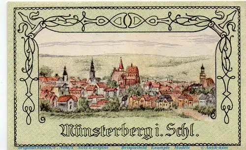 Notgeld Stadt Münsterberg 918.1 , 50 Pfennig Schein in kfr. von 1921 , Schlesien Seriennotgeld