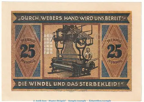 Notgeld Katscher , 25 Pfennig Schein , Mehl Grabowski 680.1 , von 1921 , Oberschlesien Seriennotgeld