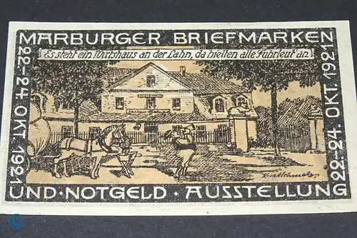 Notgeld Marburg , 25 Pfennig Schein , Mehl Grabowski 867.2 , von 1921 , Hessen Seriennotgeld