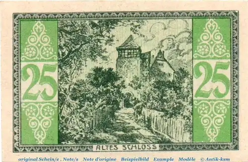 Notgeld Stadt Bad Düben 293.1 , 25 Pfennig Schein Nr 2 in kfr. von 1921 , Sachsen Seriennotgeld