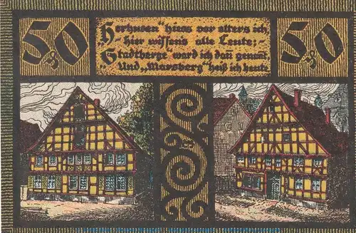 Notgeld Nieder Marsberg 971.1 , 50 Pfennig Schein in kfr. von 1920 , Westfalen Seriennotgeld