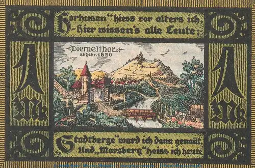 Notgeld Stadt Nieder Marsberg 971.1 , 1 Mark Schein in kfr. von 1920 , Westfalen Seriennotgeld