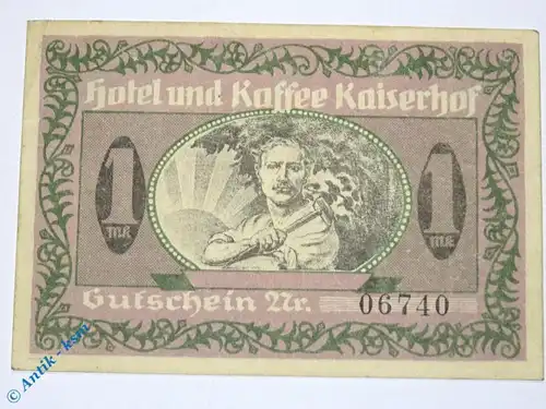 Notgeld Münster , Kaiserhof , 1 Mark Schein , Mehl Grabowski 914.2 A , Nordrhein Westfalen Seriennotgeld