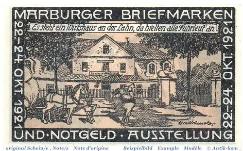 Notgeld Marburg , 25 Pfennig Schein braungrau in kfr. Mehl Grabowski 867.3 , von 1921 , Hessen Seriennotgeld