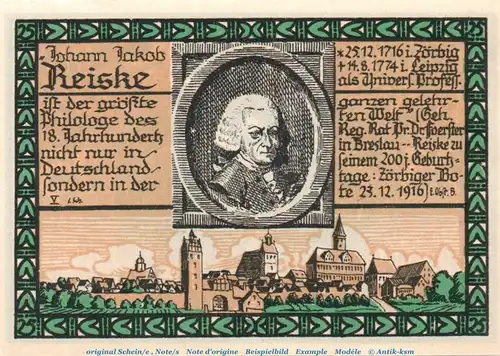 Notgeld Stadt Zörbig 1475.3.b , 25 Pfennig Nr. 5 mit Signatur in kfr. o.D. , Sachsen Anhalt Seriennotgeld