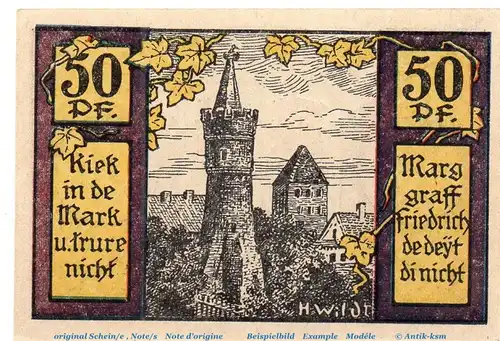 Pasewalk , Notgeld 50 Pfennig Schein in kfr. M-G 1049.1 , Mecklenburg Vorpommern 1921 Seriennotgeld