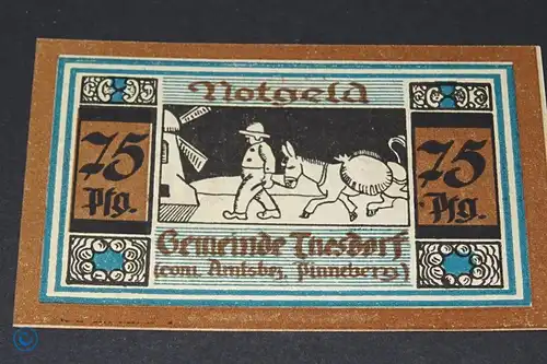 Notgeld Thesdorf , 75 Pfennig Schein Mühle , Kennummer rot , Mehl Grabowski 1321.2 , Schleswig Holstein Seriennotgeld