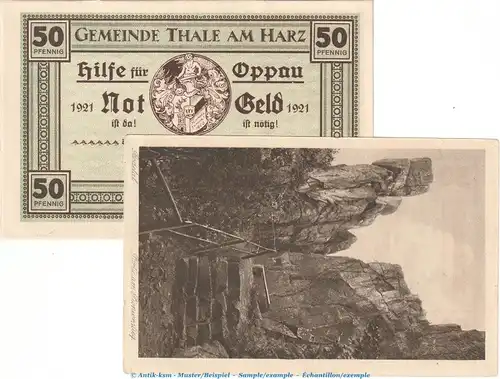 Notgeld -Hilfe für Oppau- Thale 1320.16 , 50 Pfennig Nr.7 in kfr. von 1921 , Sachsen Anhalt Seriennotgeld