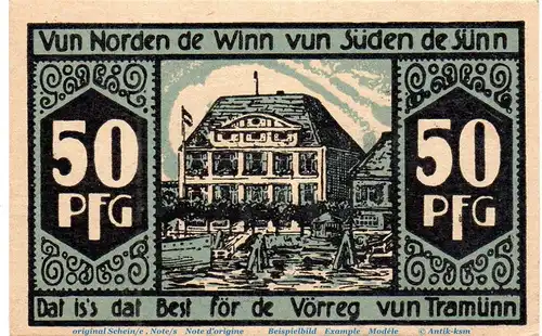 Notgeld Hotel dt. Kaiser Travemünde 1336.1.a , 50 Pfennig Schein in kfr. o.D. Schleswig Holstein Seriennotgeld
