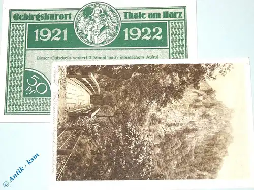 Notgeld Thale , Bodetalausgabe , 50 Pfennig Schein Nr 1 , Mehl Grabowski 1320.21 , von 1921 , Sachsen Anhalt Serien Notgeld