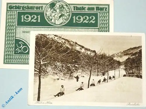 Notgeld Thale , Bodetalausgabe , 50 Pfennig Schein Nr 11 , Mehl Grabowski 1320.21 , von 1921 , Sachsen Anhalt Serien Notgeld