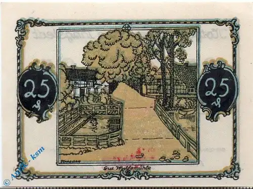 Notgeld Tangstedt , 25 Pfennig Schein Nr 1 , Mehl Grabowski 1309.1 , Schleswig Holstein Seriennotgeld