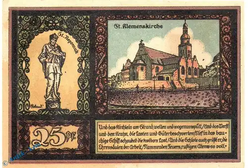 Notgeld Köln Mühlheim , 25 Pfennig Schein in kfr. Bauer , Mehl Grabowski 720.2 , Nordrhein Westfalen Seriennotgeld