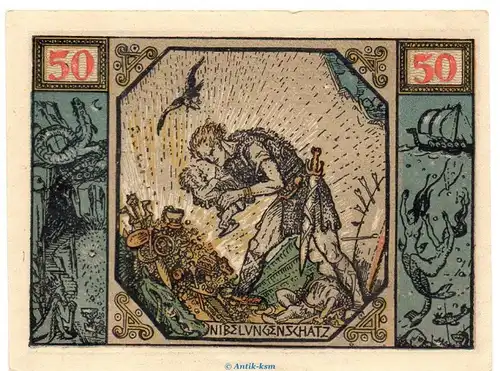 Notgeld Dompfarre Xanten 1464.1.d , 50 Pfennig Schein Nr.6 in kfr. von 1921 Westfalen Seriennotgeld