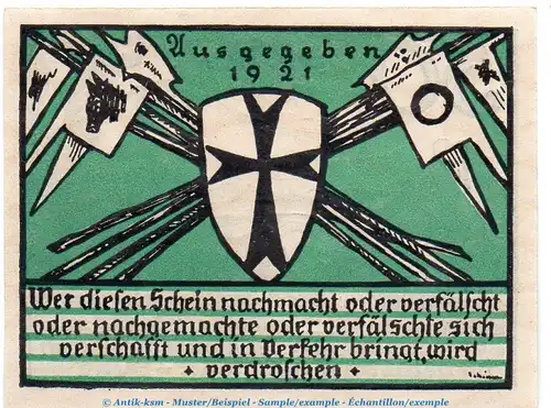 Notgeld Pfadfinderbund Tirschenreuth 1327.1 , 50 Pf. Schein in kfr. von 1921 , Bayern Seriennotgeld