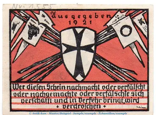 Notgeld Pfadfinderbund Tirschenreuth 1327.1 , 200 Pf. Schein in kfr. von 1921 , Bayern Seriennotgeld