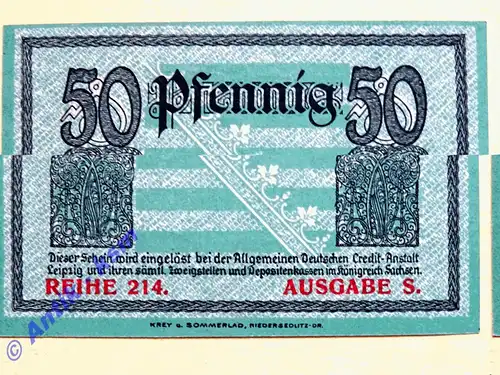 Notgeld Dresden Altstadt , Sachsen , Einzelschein über 50 Pfennig , Verkehrsausgabe , Tieste 1480.02.18