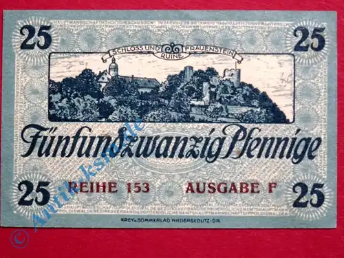 Notgeld Dippoldiswalde , Einzelschein über 25 Pfennig , Tieste 1400.06 , Sachsen Verkehrsausgabe