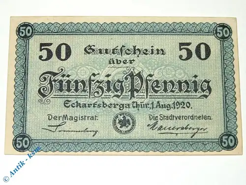 Notgeld Eckartsberga , 50 Pfennig Schein o. Wz , Tieste 1590.05.02 , von 1920 , Sachsen Verkehrsausgabe