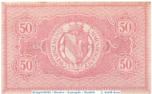 Notgeld Emmendingen , 50 Pfennig Schein in kfr. Tieste 1705.05.28 , von 1917 , Baden Verkehrsausgabe