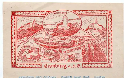 Notgeld Tageblatt Camburg 1080.05.01 , 10 Pfennig Schein in f-kfr. o.D. Thüringen Verkehrsausgabe