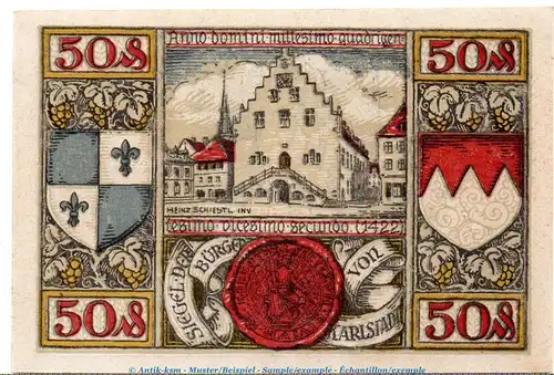 Notgeld Stadt Karlstadt 3400.05.05 , 50 Pfennig mit Drfa. in kfr. von 1920 , Bayern Verkehrsausgabe