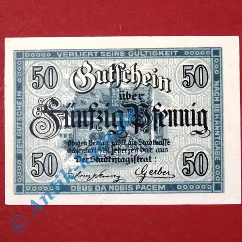 Ochsenfurt , Notgeld 50 Pfennig Schein in kfr. Tieste 5305.05.20 , Bayern 1919 Verkehrsausgabe