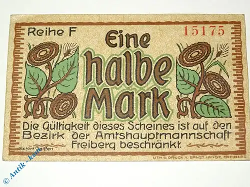 Notgeld Freiberg , 50 Pfennig Schein , Ohne Wz , Tieste 1950.10.10 , Sachsen Verkehrsausgabe