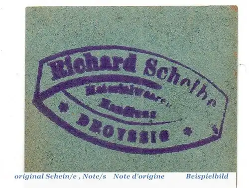 Notgeld Droyssig , R. Scheibe 50 Pfennig Schein in kfr. Tieste 1510.10. o.D. Sachsen Anhalt Verkehrsausgabe
