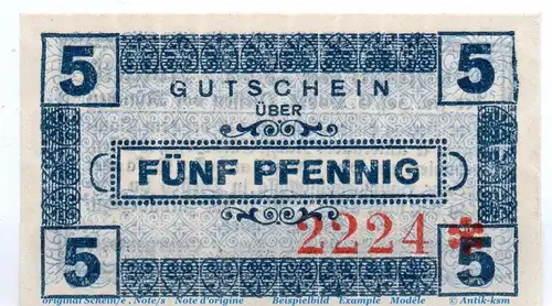 Notgeld Jos. C. Huber Kunstanstalt Diessen , 5 Pfennig Schein in kfr. o.D. Bayern Verkehrsausgabe