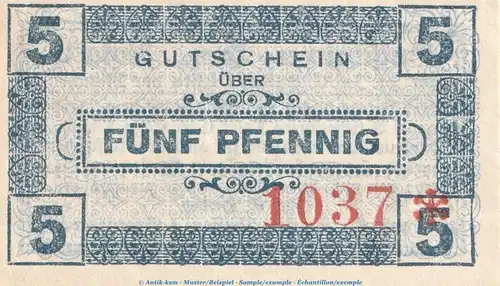 Notgeld Jos.C. Huber Diessen 1370.05.01 , 5 Pfennig Schein in kfr. o.D. Bayern Verkehrsausgabe