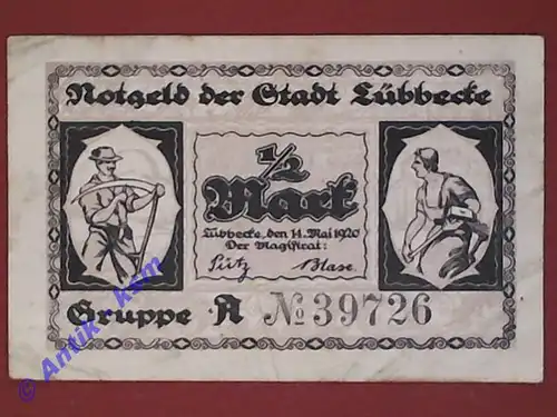 Notgeld Lübbecke , Brandenburg , vollständiger Satz mit 1 Schein 12 Mark Gruppe A , Verkehrsausgabe , Grabowski L67.1 d , von 1920
