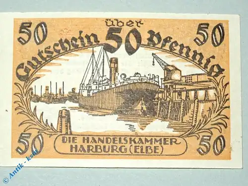 Harburg , Notgeld 50 Pfennig -Antiqua- unc-kfr. Ti.2805.20.02 , Niedersachsen o.D. Verkehrsausgabe