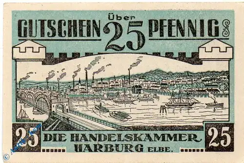 Harburg , Notgeld 25 Pfennig Scheine in kfr. Tieste 2805.20.10 , Niedersachsen o.D. Verkehrsausgabe