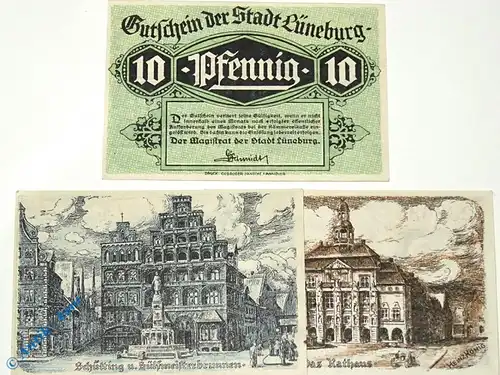 Notgeld Lüneburg , Set mit 3 Scheinen , Tieste 4285.20.05 bis 07 , Niedersachsen Verkehrsausgabe